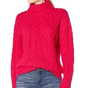 FRENCH CONNECT. nwt Alpaca Wool Blend Chunky Knit High Neck Sweater Pink Red M